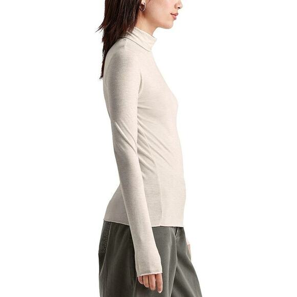 Splendid Women Ivory Heather Bamboo Jersey Casual Layer Turtleneck Tee Size M - Picture 5 of 6